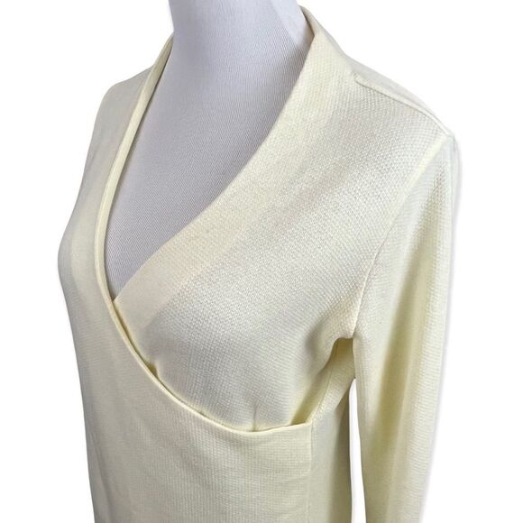 Soft Surroundings Pale Yellow Lightweight Asymmetric Hem Wrap Front Tunic XS - Picture 2 of 6